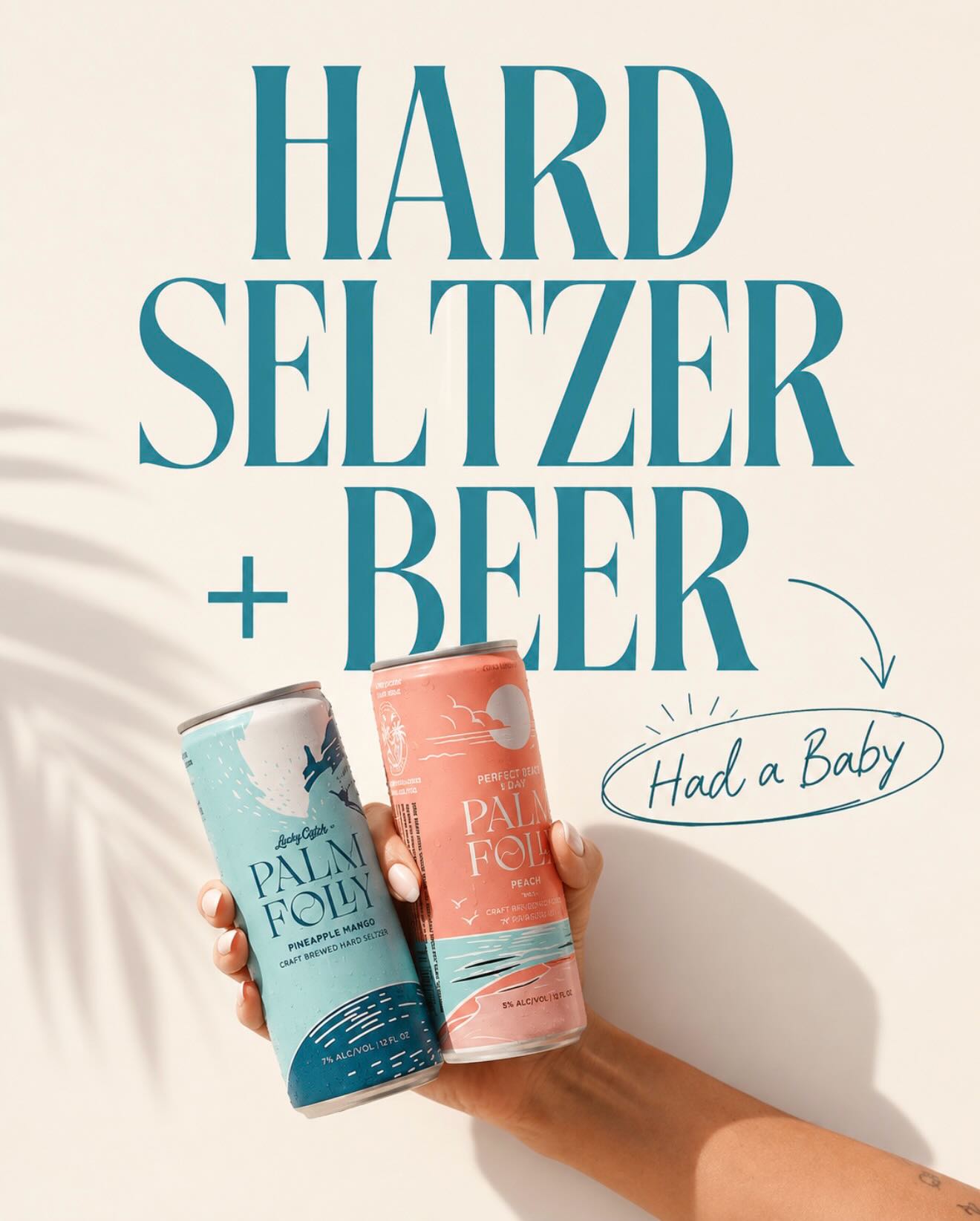 Is it a beer or a hard seltzer? Neither. Both. Palm Folly has the smooth mouthfeel and lower carbonation of a beer, while staying gluten-free, zero sugar, light, and low calorie like a hard seltzer. Basically… beer and hard seltzer had a baby. Welcome to the best of both worlds. 🤙🏽